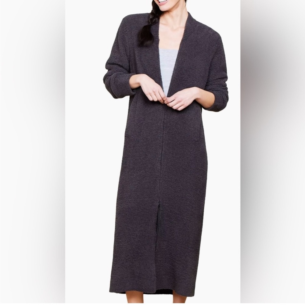Barefoot Dreams Heather Charcoal Cozy Chic Full Length Zip Front Robe Size L/XL - Picture 2 of 7